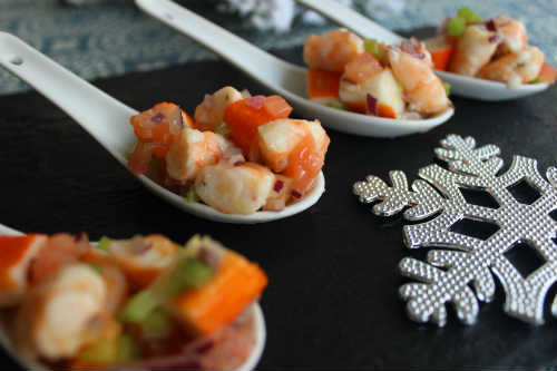 Cucharitas de salpicón de marisco